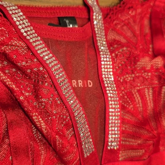 Torrid - Diamante Lace Wireless Bralette in Jester Red​​​​ - Picture 3 of 14